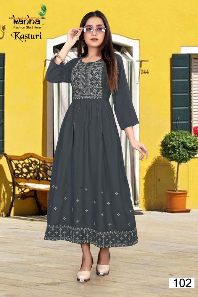 Kanha Kasturi Designer Feavy Festive Wear Rayon Latest Long Kurti Collection